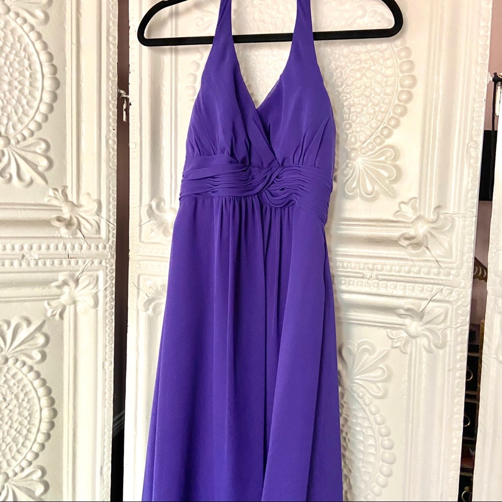 Christina Wu Chiffon Halter Maxi Bridesmaid Dress